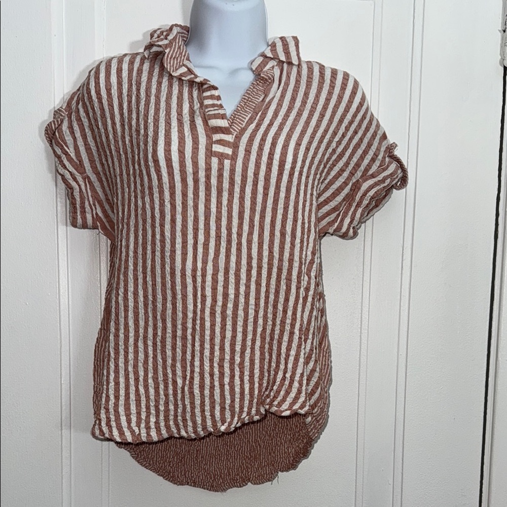 Jane + Delancey Striped Mauve gauze Women's Top size small